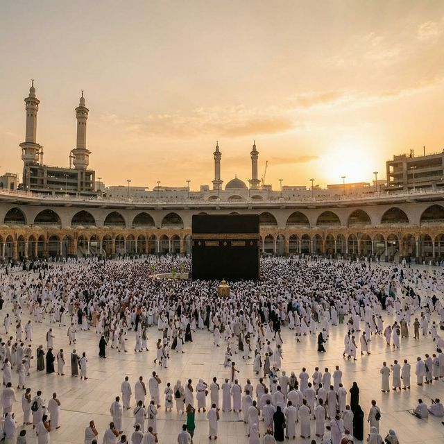 Photorealistic view of Holy Kaaba in Makkah during Ramadan