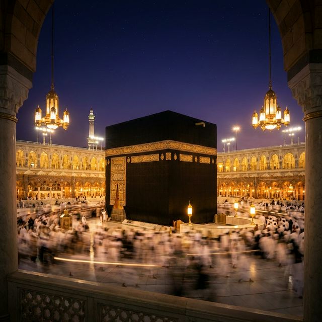 Cinematic view of the Holy Kaaba in Makkah - Alsharq Hajj & Umrah Programs