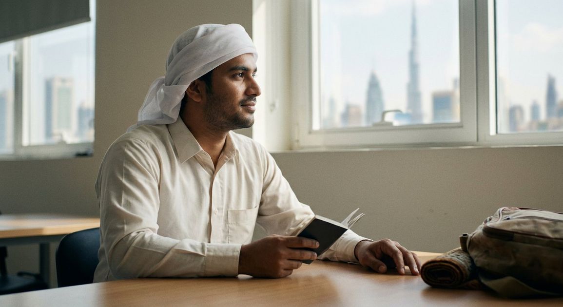 A high quality, photorealistic photograph for a business profile: UAE Labour Umrah Leave Rights: The