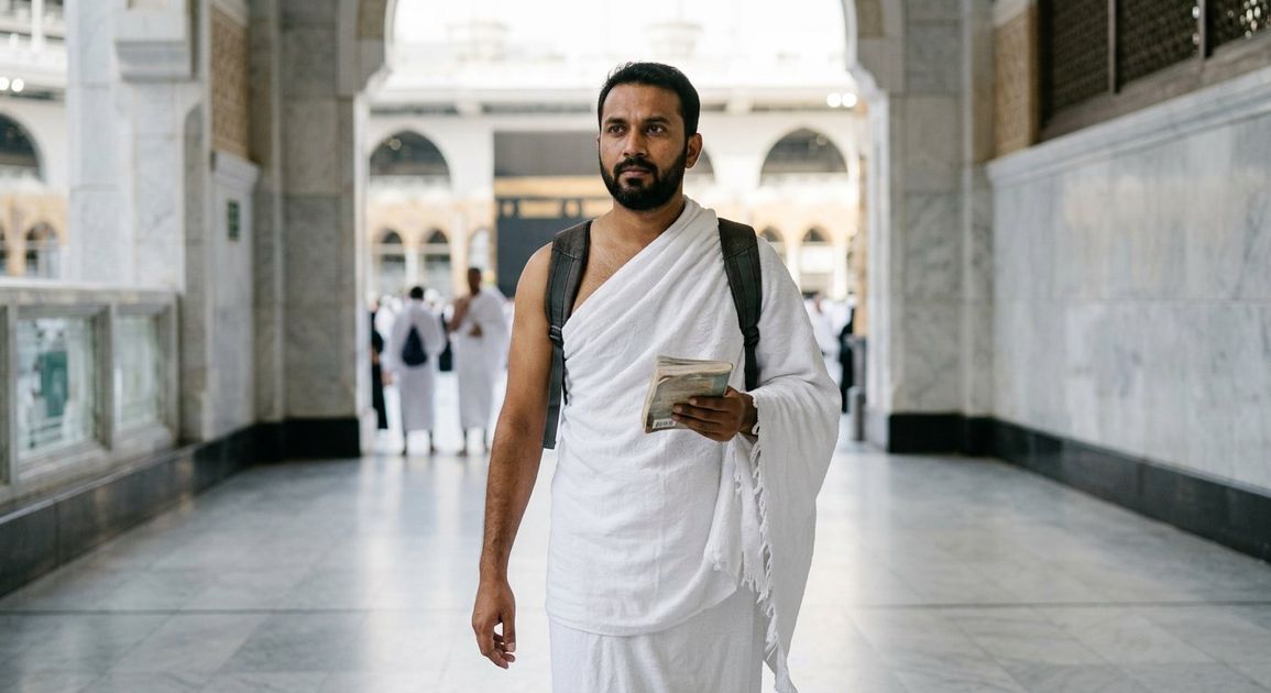 A high quality, photorealistic photograph for a business profile: How to Perform Umrah Step by
