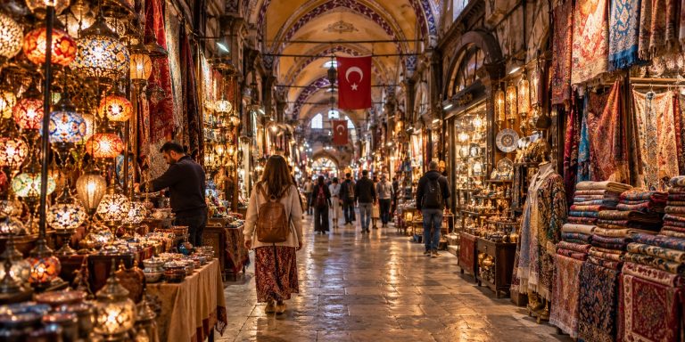 Istanbul Turkey Grand Bazaar from a visitor eye-level walking viewpoint