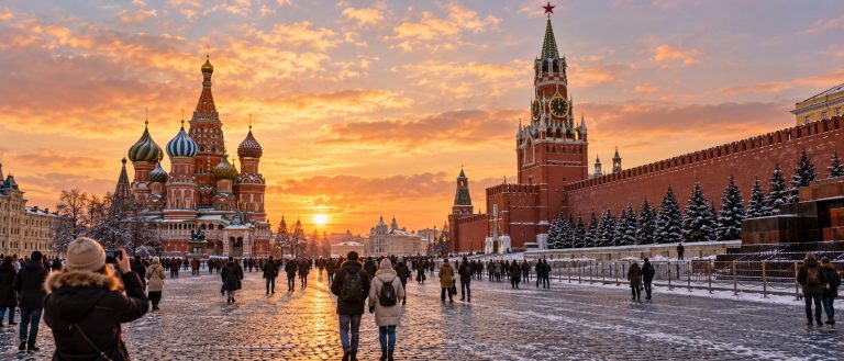 Moscow Russia Red Square from a tourist eye-level walking viewpoint