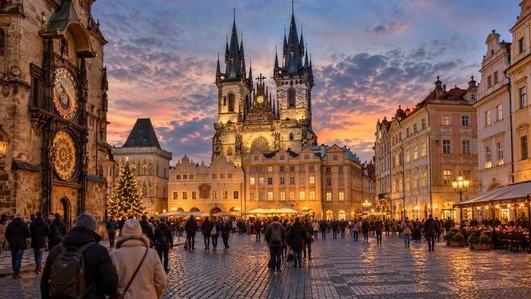 Prague Czechia Old Town Square from a pedestrian tourist viewpoint